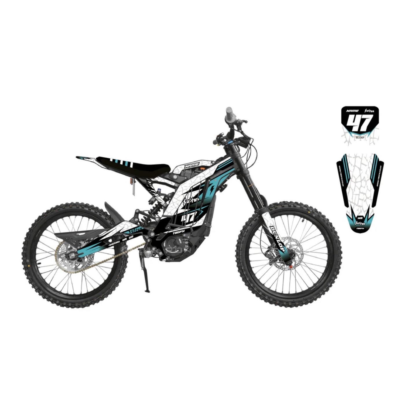 Surron 'ERODED RACE' WHITE / TEAL Graphics Kit