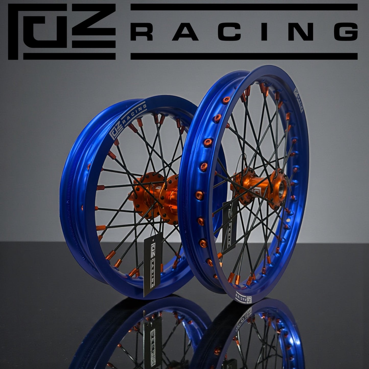Hyper Bee Wheel Set 14 / 12 - Blue Rim / Orange Hub +Nips