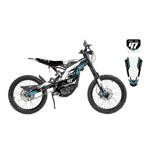 Surron 'ERODED RACE' WHITE / TEAL Graphics Kit