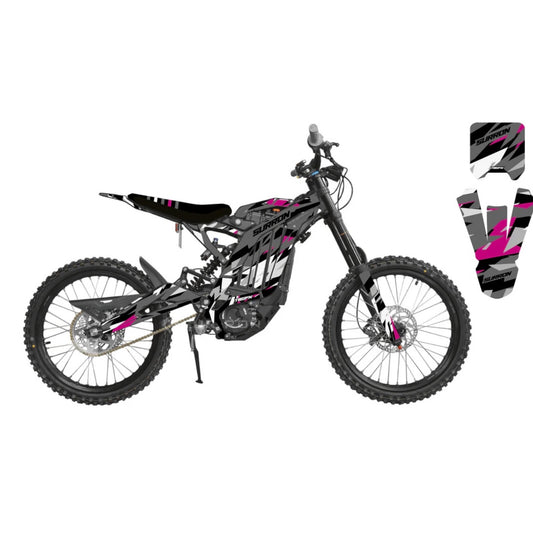 Surron 'Charged' Grey/Pink Graphics Kit